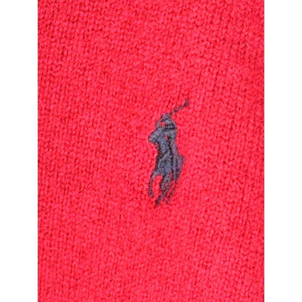 Vintage Polo Ralph Lauren Red V Neck Lambswool Sweater Mens XL